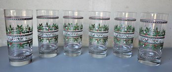 6 Christmas Theme Drinking Glasses