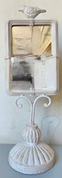 Small White Metal Bird Theme Mirror