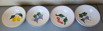 4 Ceramic Fruit Theme Bowls Made In Italy