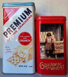 2 Vintage Tins By Saltines & Cream Of Wheat