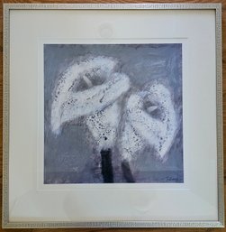 White Floral Print In Metal Frame, 1 Of 2