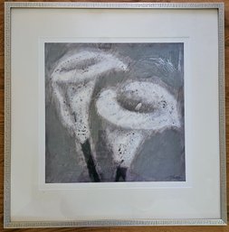 White Floral Print In Metal Frame, 2 Of 2