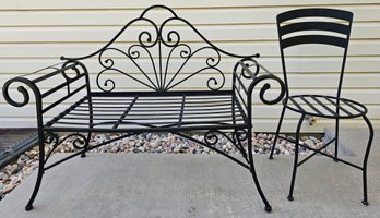 Wrought Iron Bench & Chair