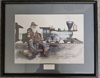 SteamTrain Maury Print In Black Wooden Frame Signed By Artist