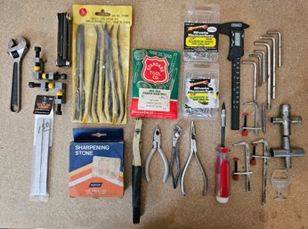 Small Lot Of Tools Incl Crescent Wrench, Riffler Files & More