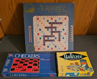 Vintage Scrabble, Yahtzee And Checkers