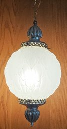 Vintage Frosted Glass Hanging Lamp (tested)
