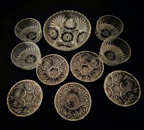 An Assortment Of 10 Clear Cut Glass Bowls