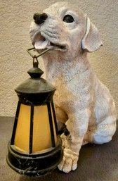 Cute Resin Solar Puppy Carrying A Lantern In His Mouth (not Tested)