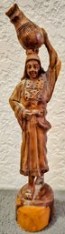 Hand Carved Woman At The Well Olive Wood From The Holy Land 1974