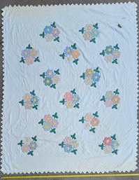 A Happy Floral Antique Quilt (has Stains)