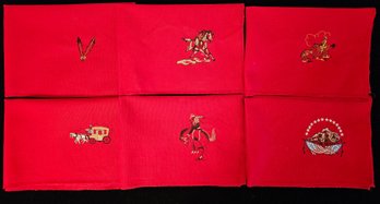 Red Western Hand Embroidered Cloth Placemats