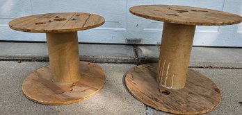 2 Vintage Wooden Cord/Wire Spools