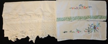 Beautiful Vintage Pillow Cases With Hand Crocheted Lace