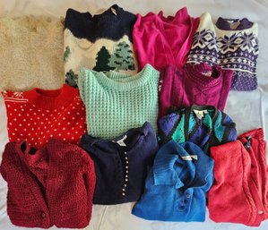 A Collection Of Women's Sweaters And Cardigans M, L, XL