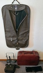 Vintage Leather Wardrobe With A Travel Caddy And MIT Brown Suitcase