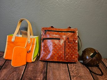 Fun Variety Of Purses Incl Colorful Amanda Smith, Brown Faux Leather Made In India & Coconut Crossbody