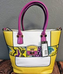 A Fun, Colorful Guess Purple, Yellow, White And Turquoise Purse