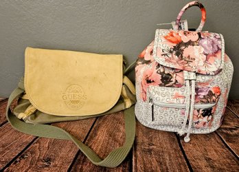 Guess NWT Pink And White Floral Backpack/purse W A Guess Canvas Messenger Type Bag