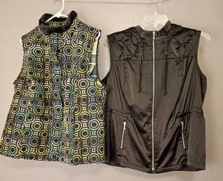 2 C.J. Banks NWT Vests With Black Polyester/ Cotton Size 1X Green Polyester XL
