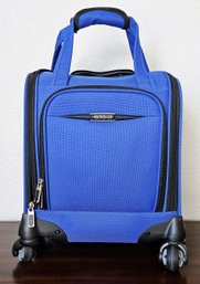 Blue American Tourister Carry On Luggage With 360 Casters And Trolley Handle