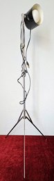 Vintage Metal Adjustable Tripod Light With Black Metal Shade (tested)