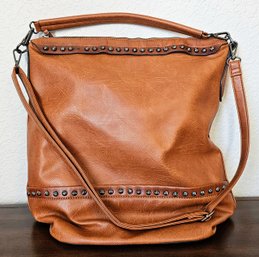 Sam And Hadley Brown Leather Purse With Metal Embellishments