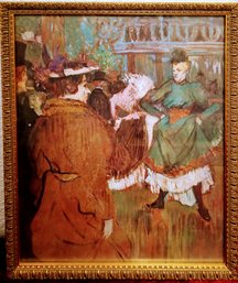 1977 'quadrille At The Moulin Rouge' Henri Toulouse- Lautrec Print In Brass Tint Frame