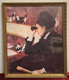 Looking Out In The Loge By Mary Cassatt Print In Brass Tone Frame