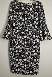 Calvin Klein Black Dress With White Flowers Size 12