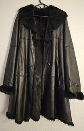 Vintage Leather Coat With Nutria Fur On The Inside From Argentina