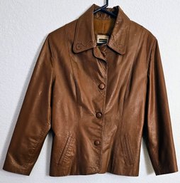 A Nice Vintage Brown Leather Jacket With Nylon Lining From Argentina By Hazard Size L