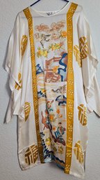 Brilliant Silk White And Gold  Kimono