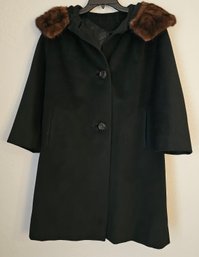 Warm Vintage Women's Black Wool Coat By Surrella Worumbo Ladies Garment Workers Union