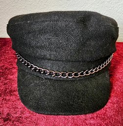 Women's Black Silver Chain Captain Hat