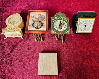 Miniature Vintage Hummel Clock And A Westclox Neuchatel Hand-painted Wind-up Clock