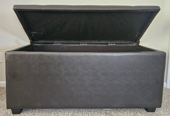 Large Brown Faux Leather Cushioned Storage Trunk