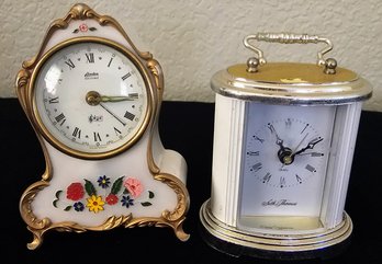 2 Vintage Clocks Incl. Reuge Swiss Musical Movement Alarm Clock Made In Germany & Seth Thomas Alarm Clock