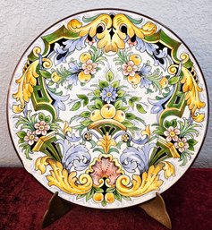 Hand Painted Plate Made In Spain With Floral & Fruit Design