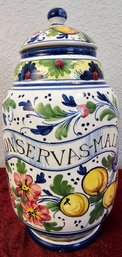 Colorful Fruit & Floral Theme Ceramic Pot With Lid 'conservas-malvs'