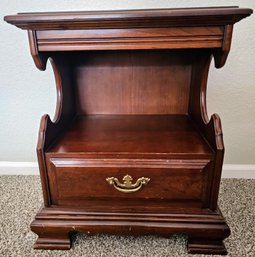 Vintage Wooden Side Table With Bottom Drawer