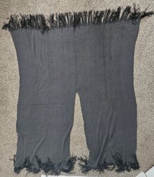 Grey And Black Shawl With Fringe