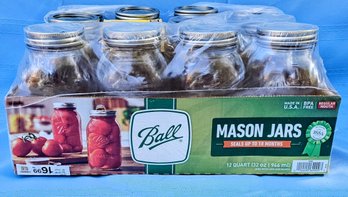 Ball Mason Jars, 11 Quart Regular Mouth Jars & 1 Pint Jar