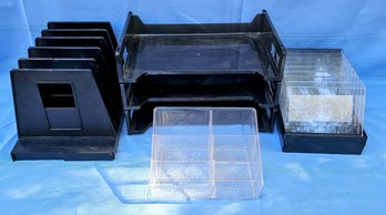 Collection Of Desk Organizing Bins Incl File Containers & More