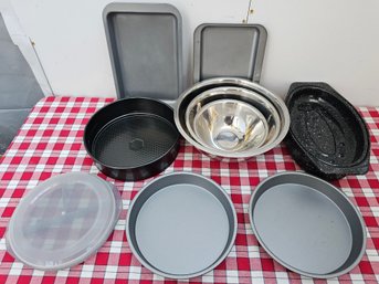 Lot Of Kitchenware Incl Stainless Steel Bowls, Springform Pan, Cake Pans & More