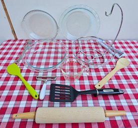 Lot Of Kitchen Essentials Incl Fruit Basket, Utensils, Rolling Pin & More