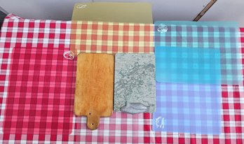 Cutting Boards Incl Plastic Cutting Sheets, Wooden Board & Stone Cheese Board