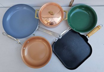 Misc. Lot Of Pots And Pans Incl Revere Ware, OrGreen, Red Copper And More