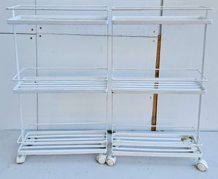 2 White Metal 3 Shelf Organizers On Casters  (1 Of 2)