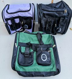 3 QuickTote Travel Duffle Bags With Straps Purple, Black And Green